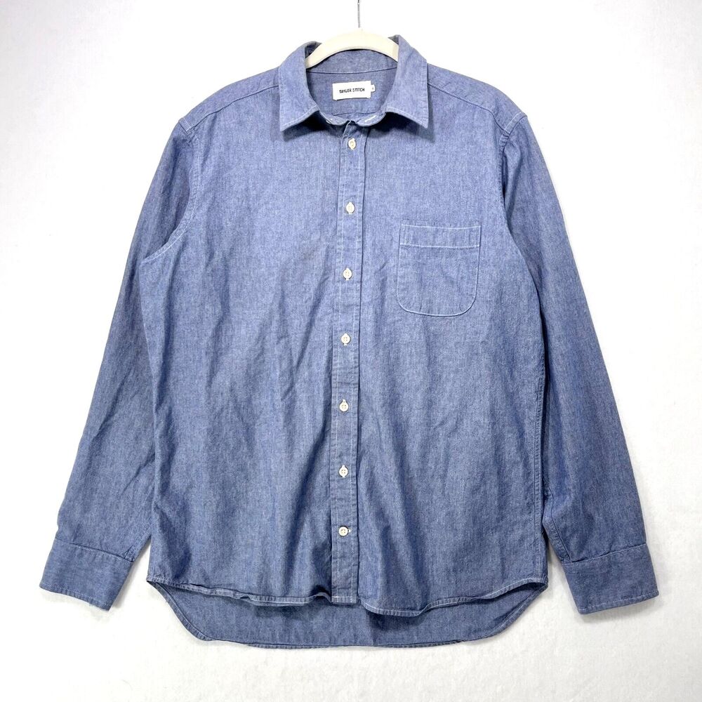 Taylor Stitch Shirt Men 42 / US L Blue Jack Chambray 100% Organic Cotton Modern